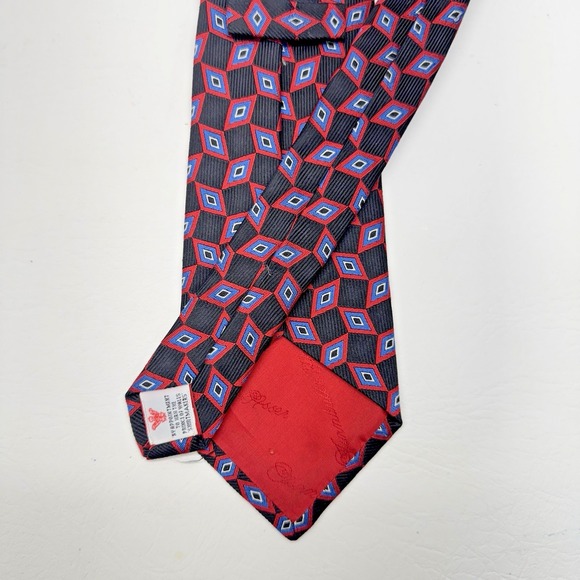 Turnbull & Asser‎ Luxury Red Black Bold Diamond Handmade in England AOP Silk Tie - Picture 2 of 4
